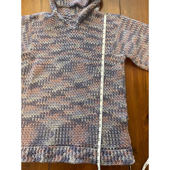 Handmade Knit Sweater Hooded Granite Stitch Purple and Pink Estimated Size L - Picture 6 of 8